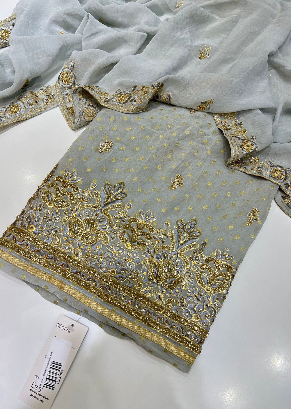 OP0176 Grey - Unstitched Banarsi Suit ...